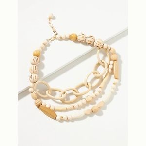 Beaded Multi-Strand Cream & Tan Necklace